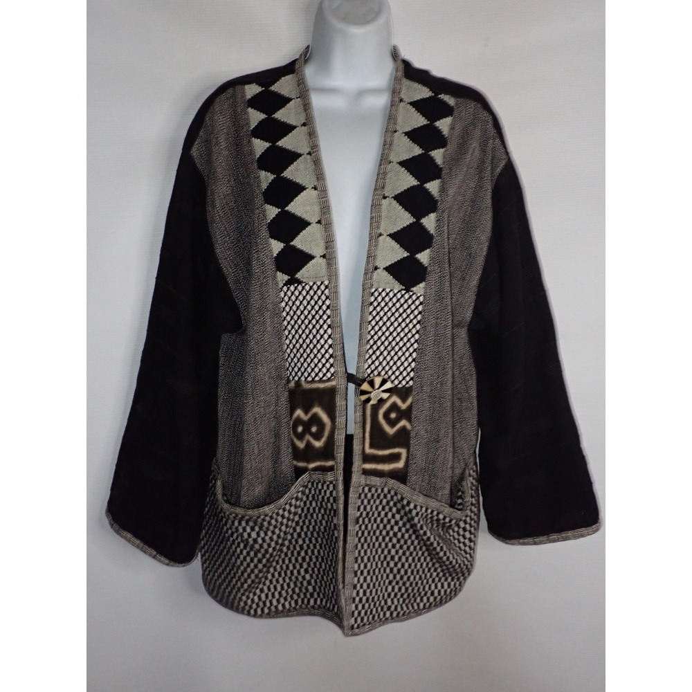 Veranda Wear Womens Cotton Patchwork Kimono Jacket Boho Artisan S/M Vintage